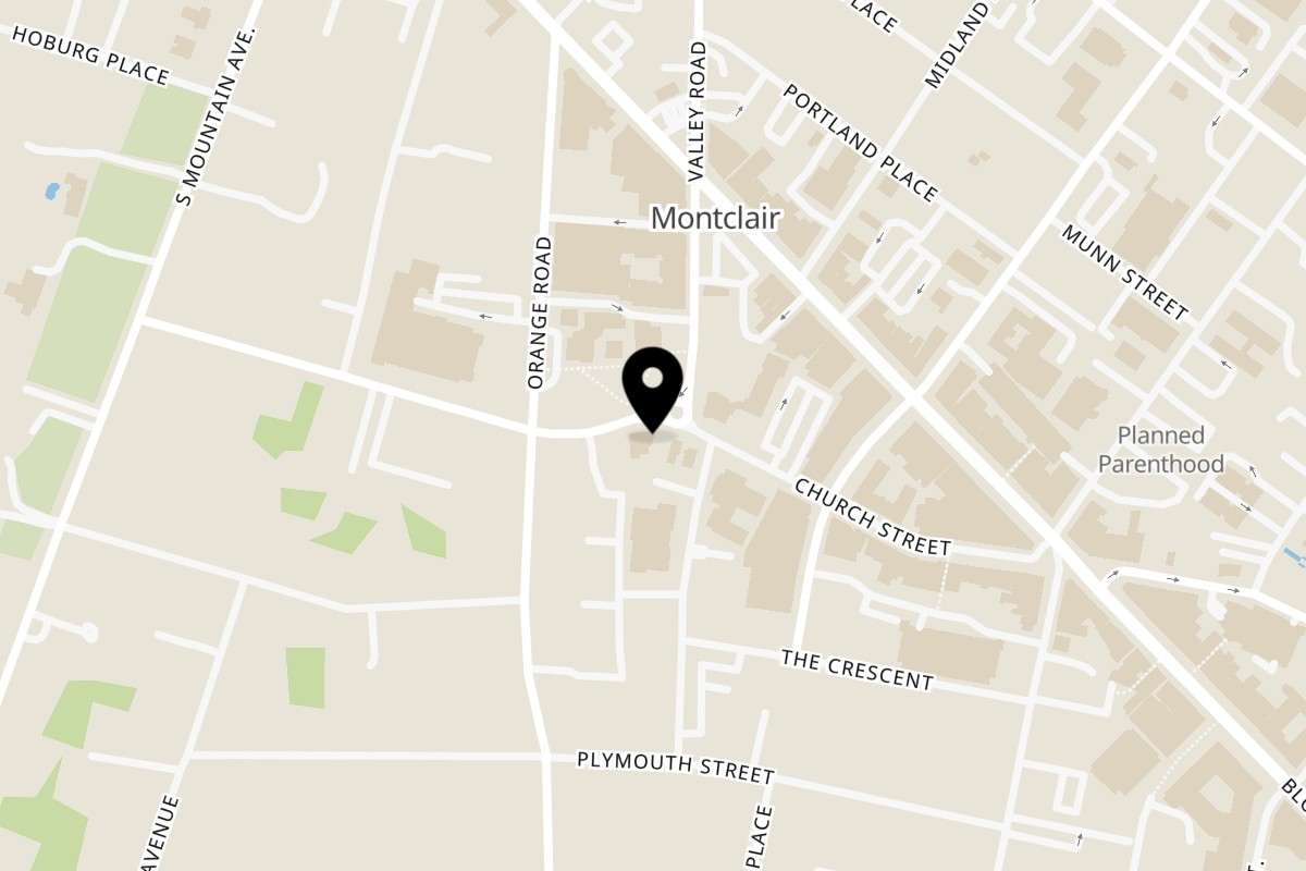 Map showing the location of Beyond Pita on 82 Church St A in Montclair